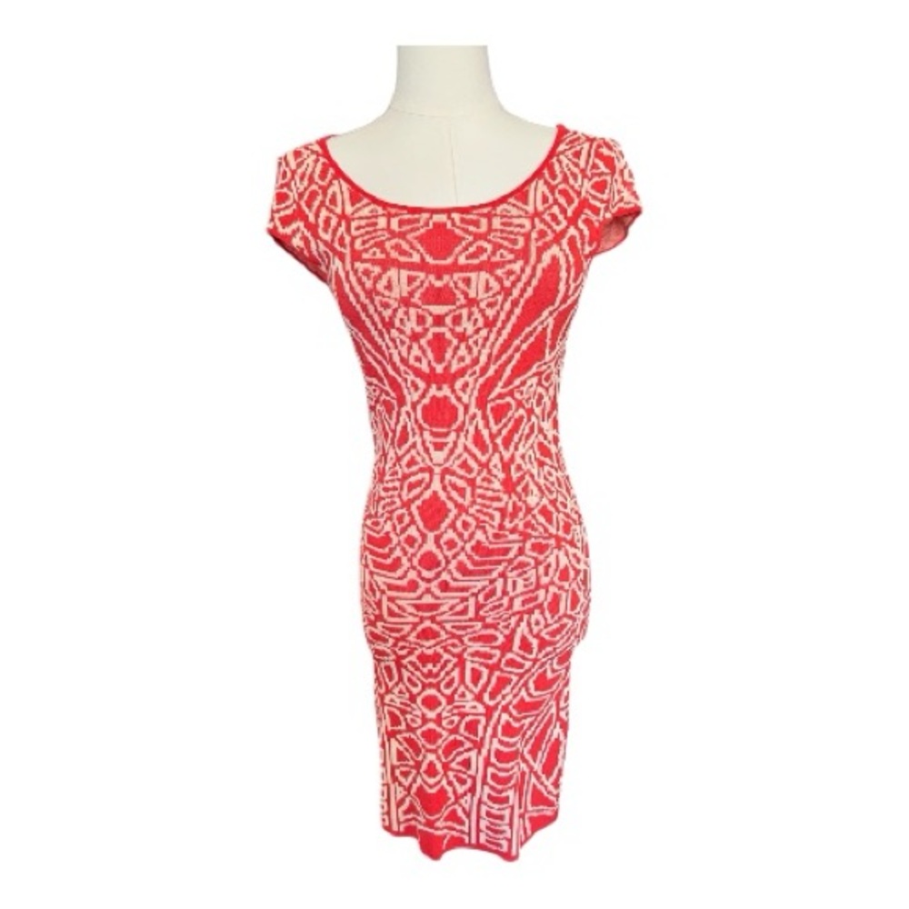 🆕 NWOT Arden B orange & cream abstract print knit dress – size M